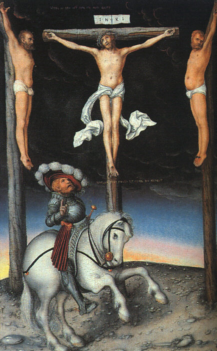 Lucas  Cranach The Crucifixion with the Converted Centurion